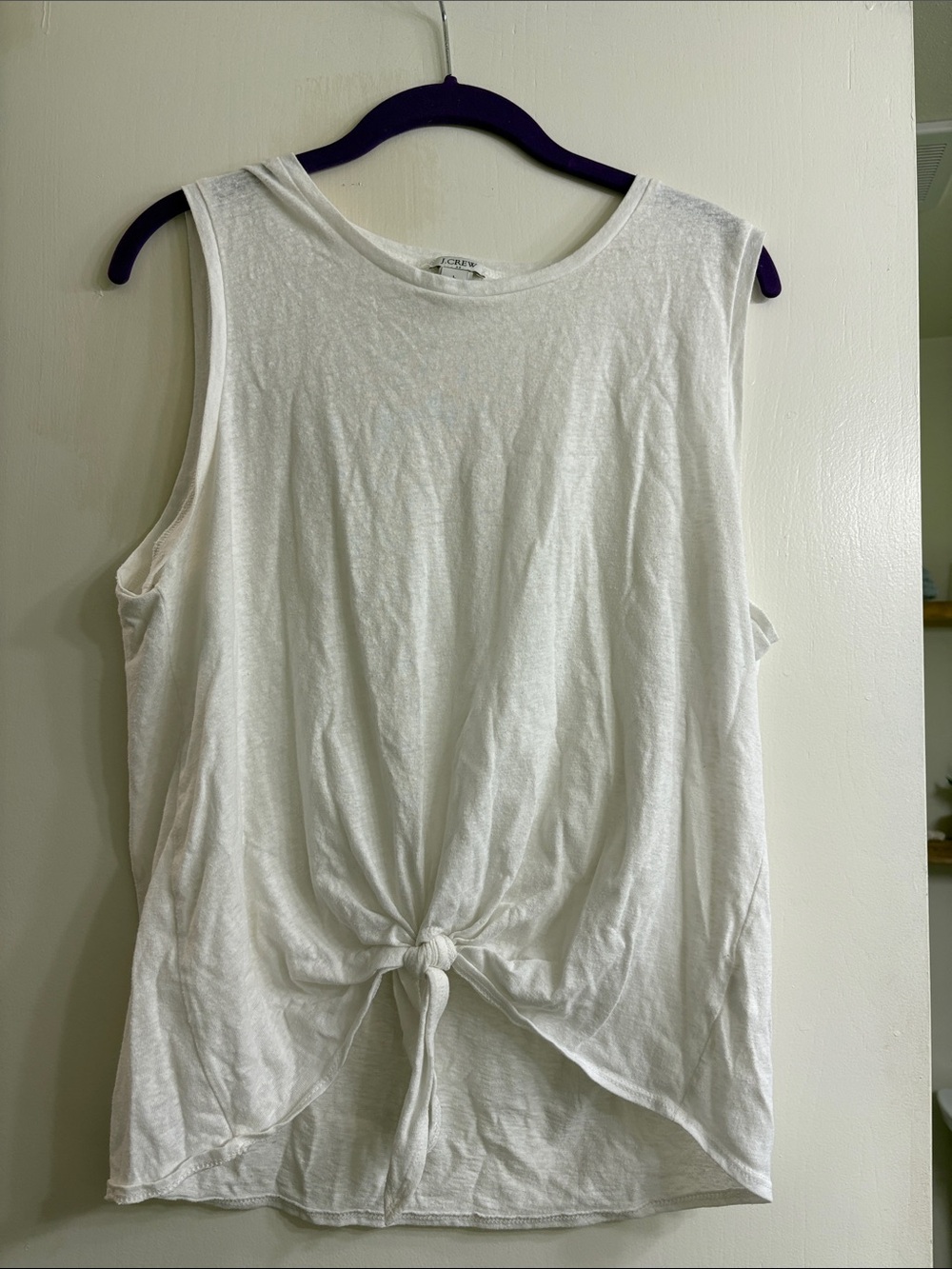 J. Crew White Tie-Front Tank Top